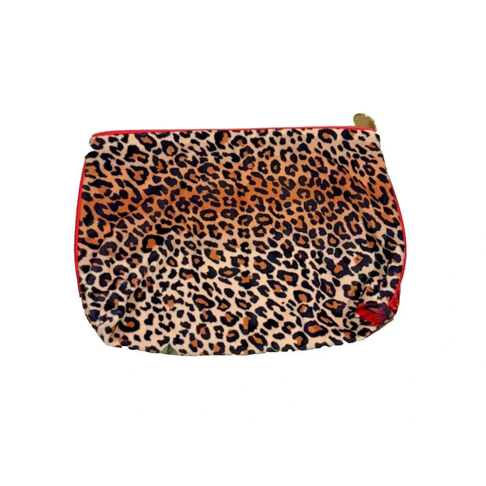 Estee Lauder Rose Butterfly Leopard‎ Print Cosmetic Makeup Bag 9.5 x 6.5. NEW